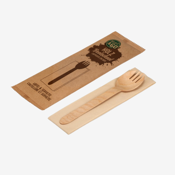 Wooden-Cutlery Set Spork and Napkin